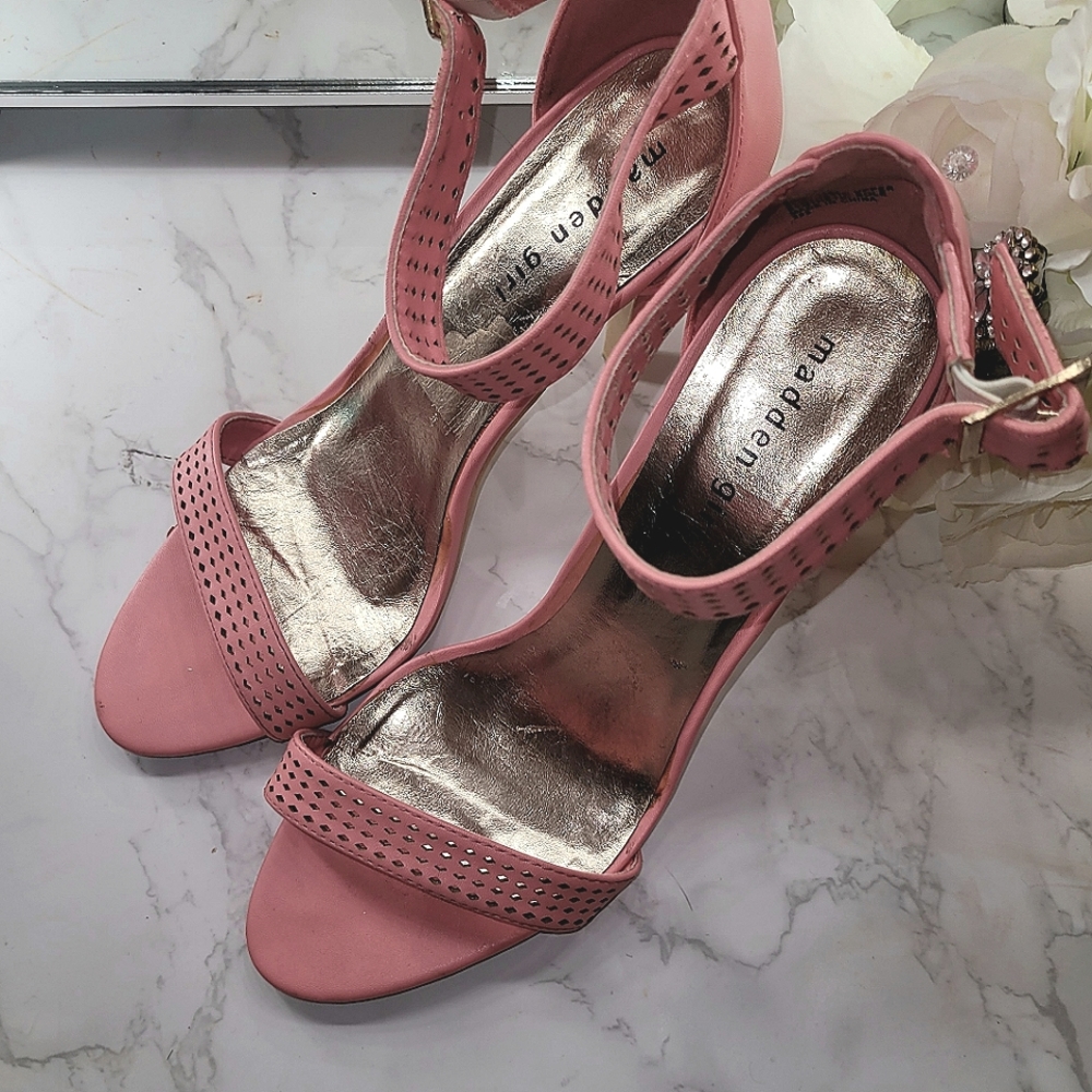 Salmon Pink Madden Girl Ankle Strapped Heels